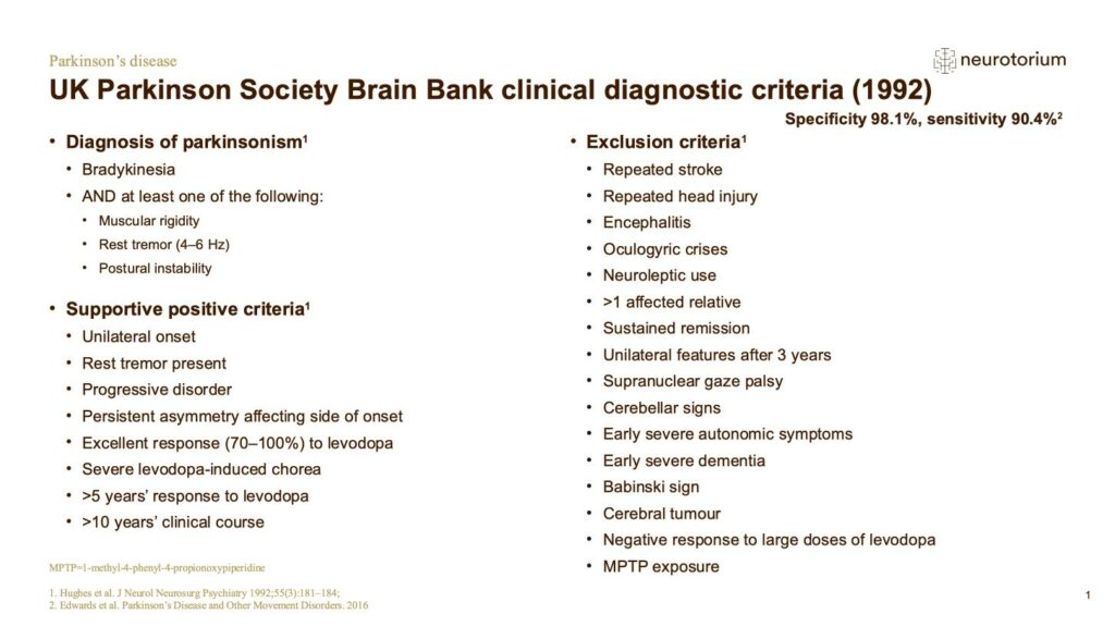 UK Parkinson Society Brain Bank clinical diagnostic criteria (1992)